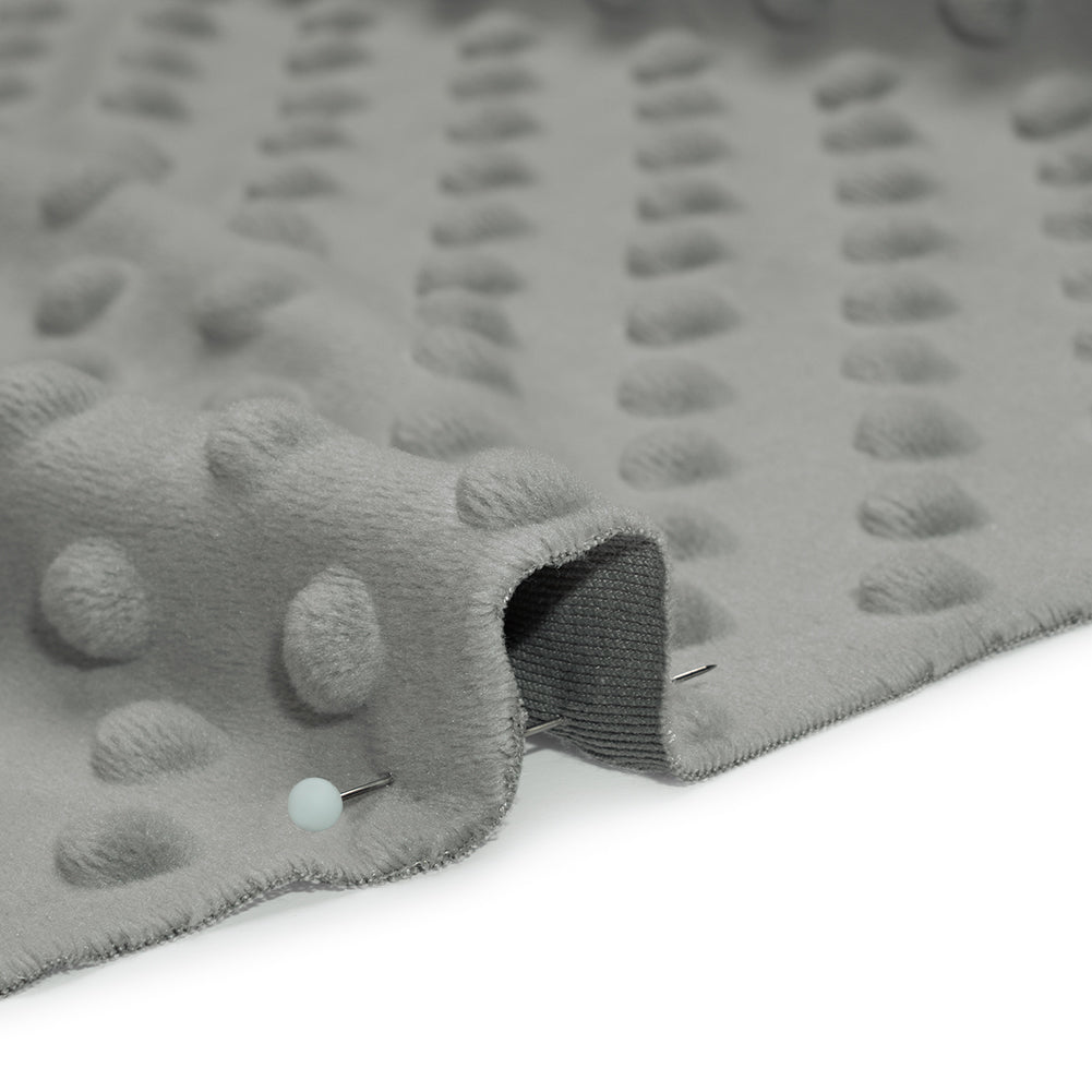 Dotted Minky - Silver Textured Polka Dots