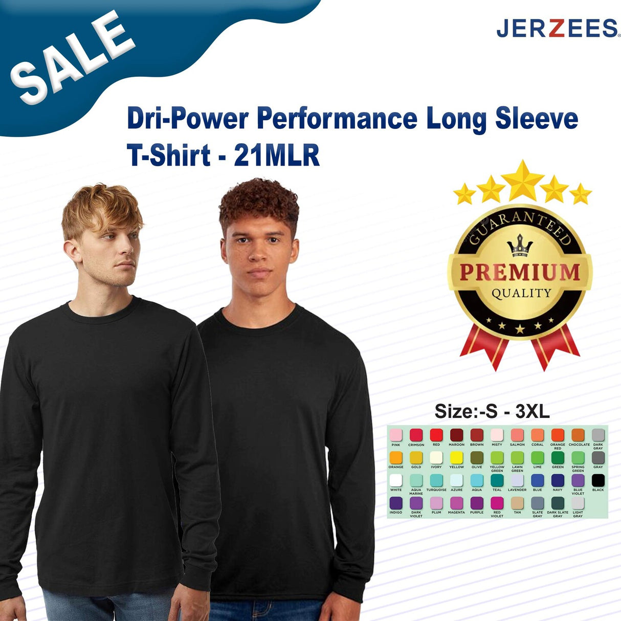 JERZEES® Unisex Dri-Power Performance Long Sleeve Crewneck T-Shirt