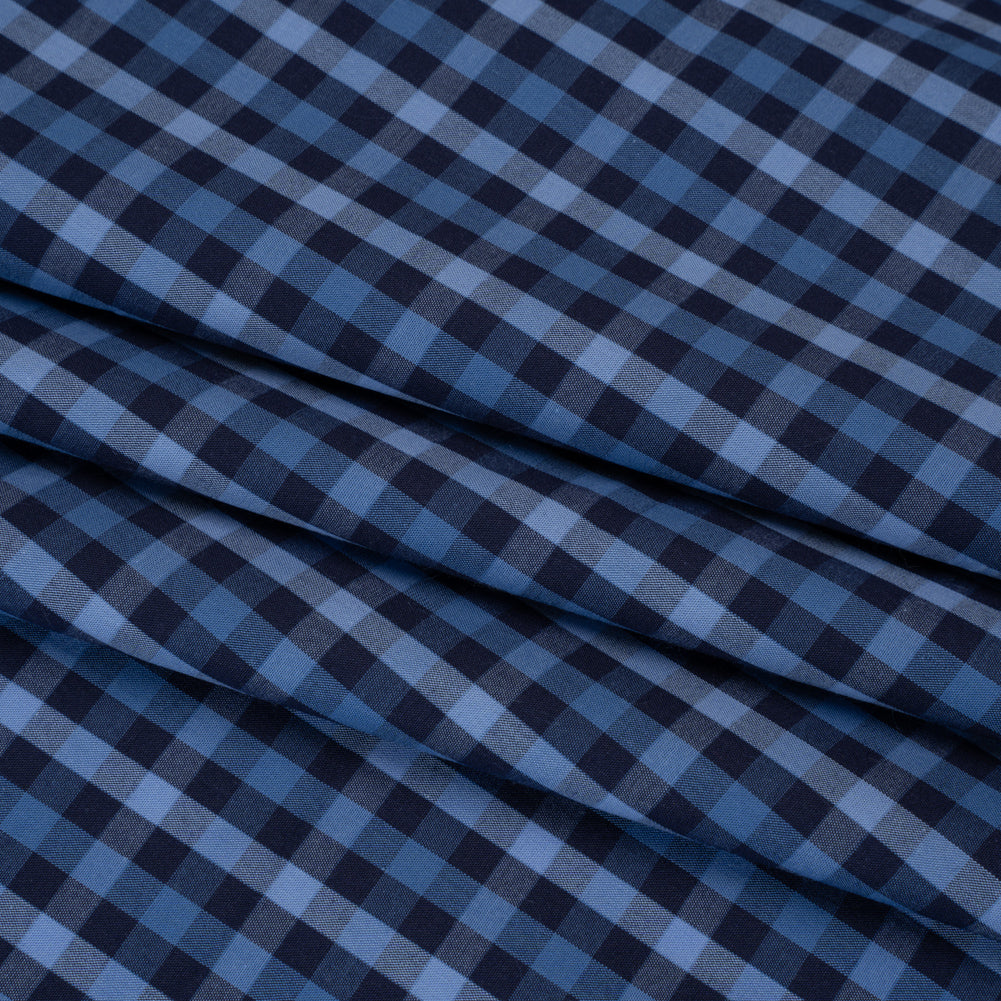 Cotton Shirting - Shades of Blue Tattersall Check - Deadstock