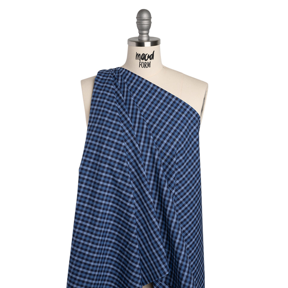 Cotton Shirting - Shades of Blue Tattersall Check - Deadstock