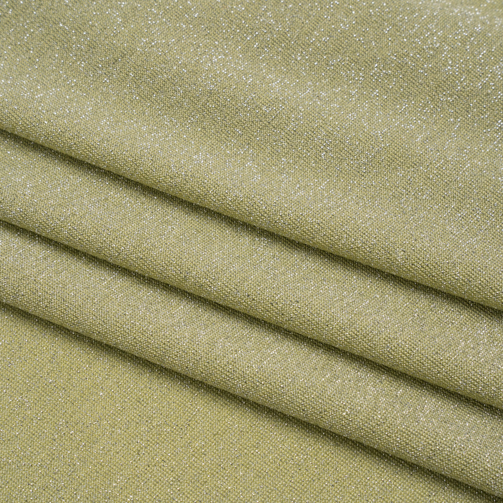 Metallic Stretch Rayon Jersey - Jade Green and Silver - Designer Deadstock