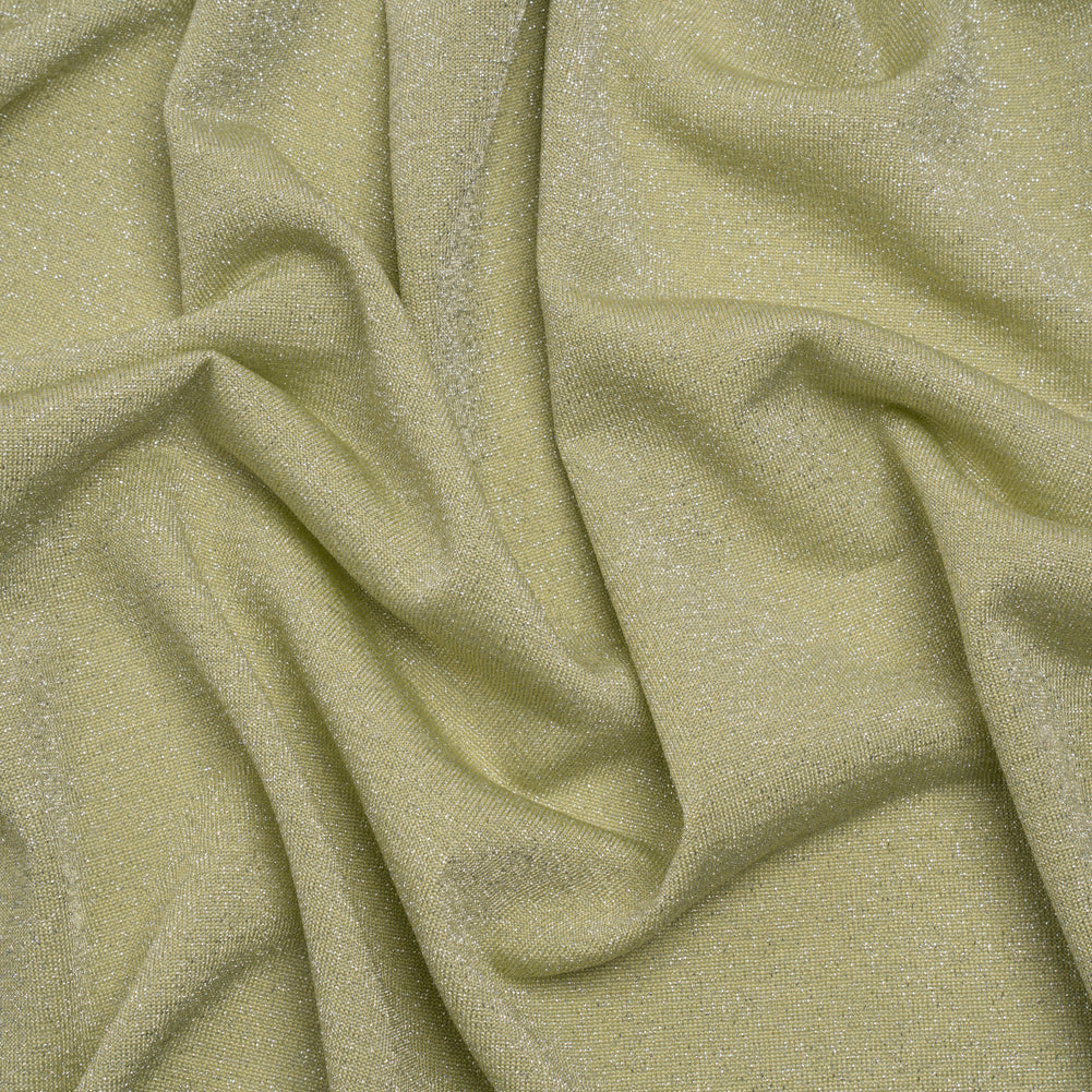 Metallic Stretch Rayon Jersey - Jade Green and Silver - Designer Deadstock