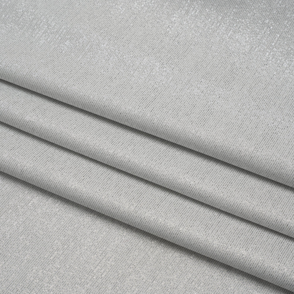 Metallic Stretch Nylon Jersey - White and Silver - Designer Deadstock
