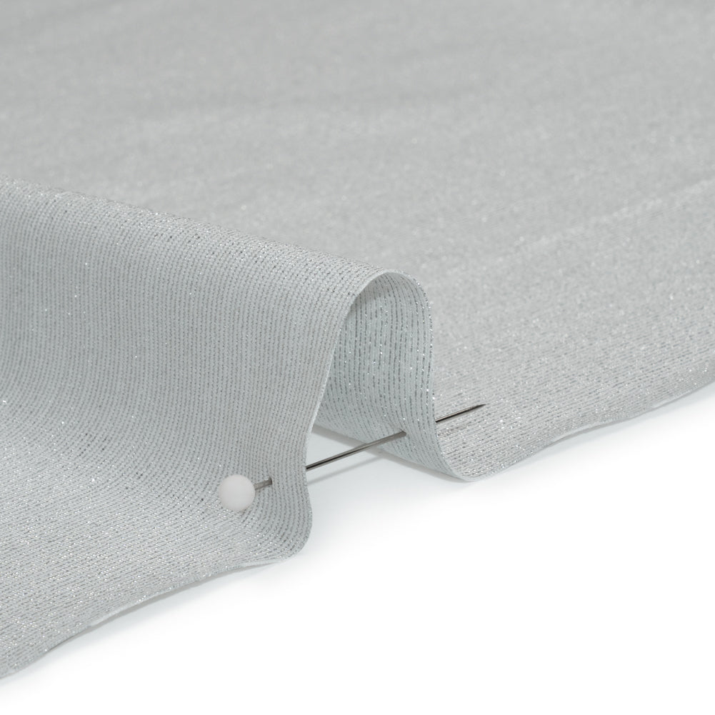 Metallic Stretch Nylon Jersey - White and Silver - Designer Deadstock