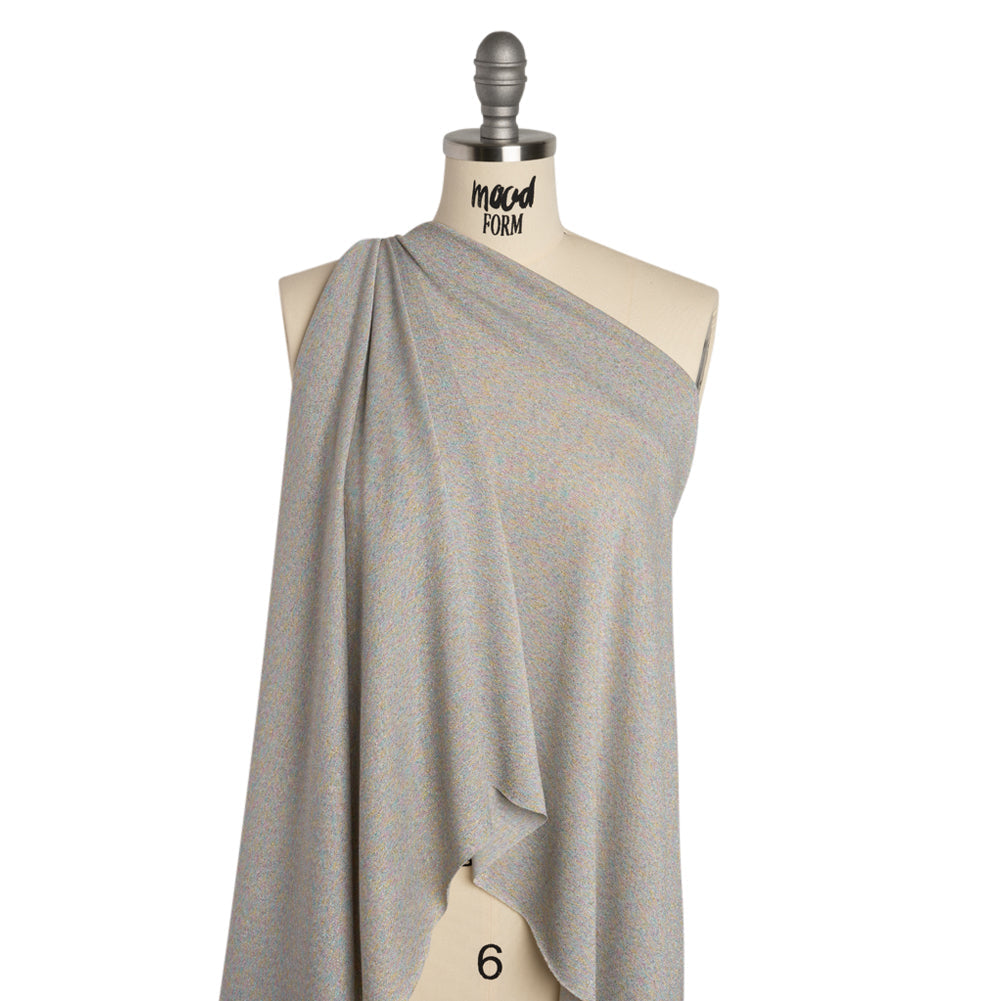 Metallic Stretch Rayon and Polyester Jersey - Heathered Gray and Pastel Primaries - Designer Deadstock