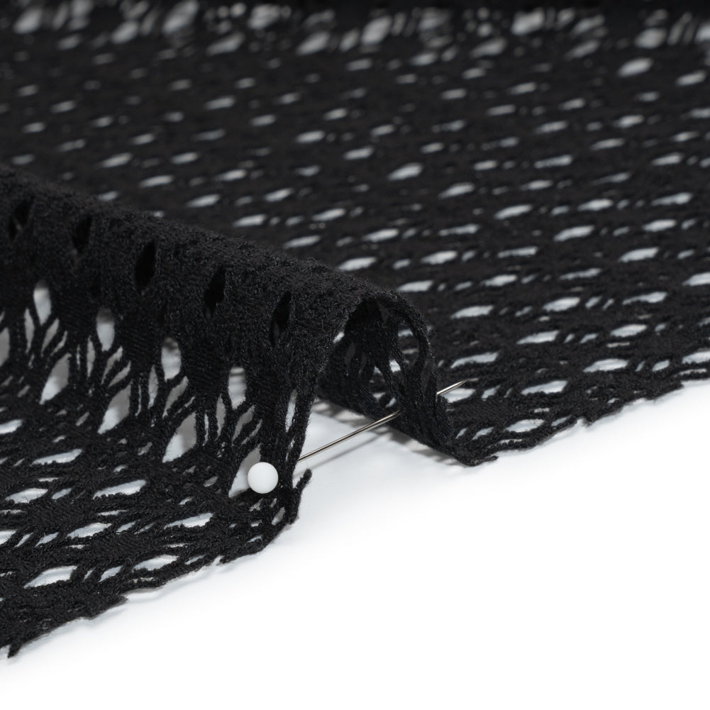Knit Lace - Black Diamonds, Medallions and Stripes - Designer Deadstock