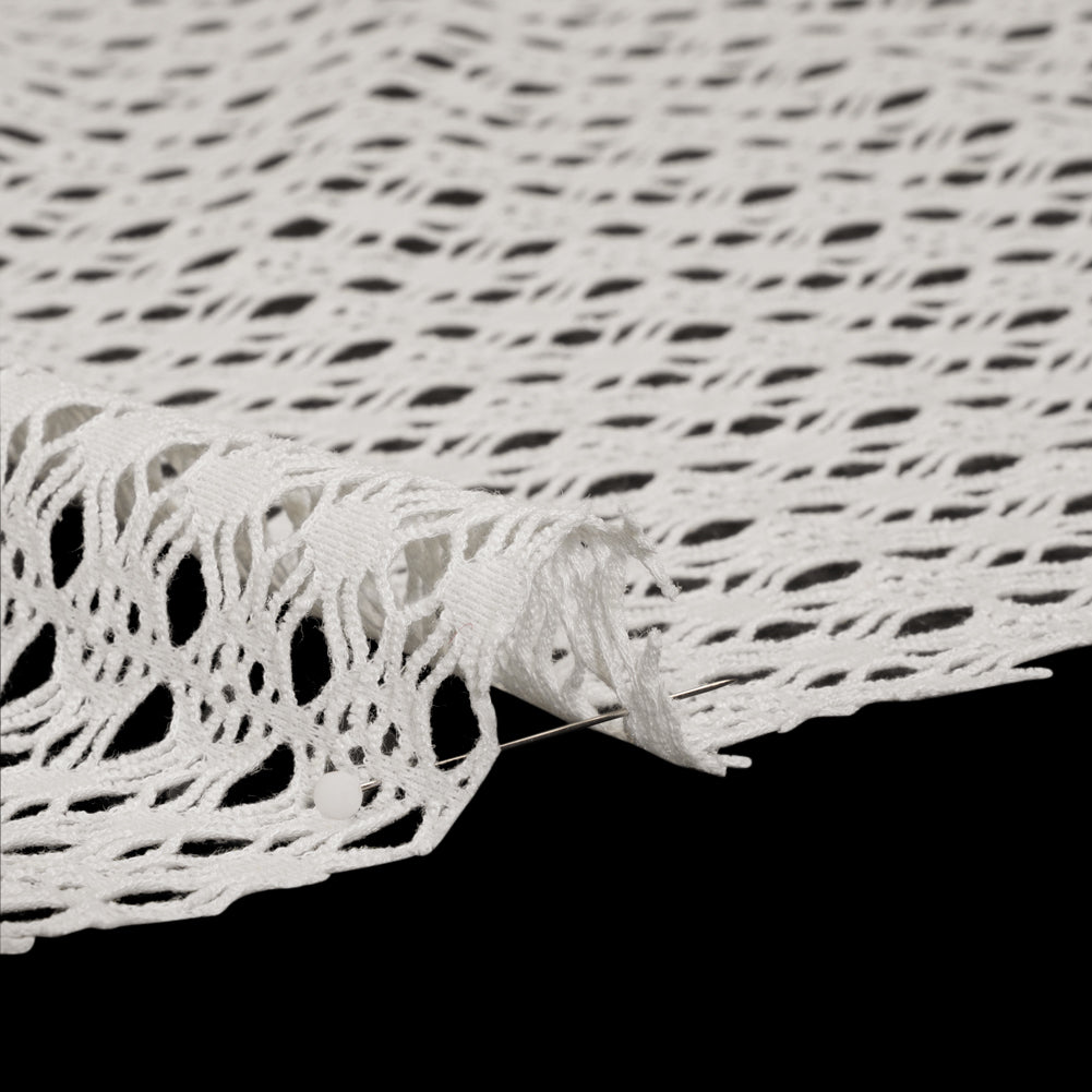 Knit Lace - White Diamonds, Medallions and Stripes - Designer Deadstock
