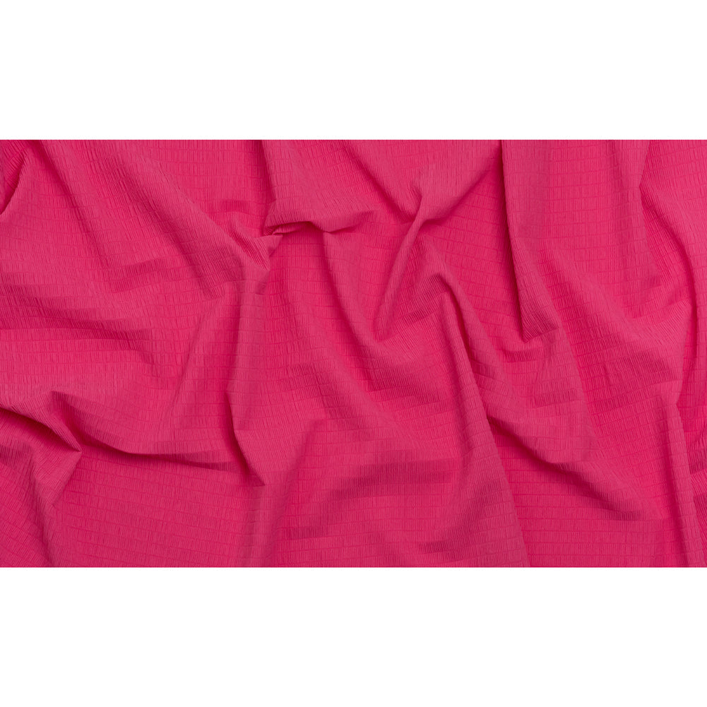 Stretch Nylon Seersucker - Hibiscus Pink - Designer Deadstock