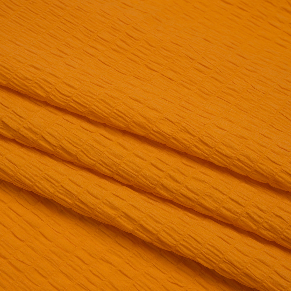 Stretch Nylon Seersucker - Mango Orange - Designer Deadstock
