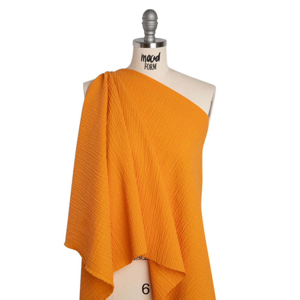 Stretch Nylon Seersucker - Mango Orange - Designer Deadstock