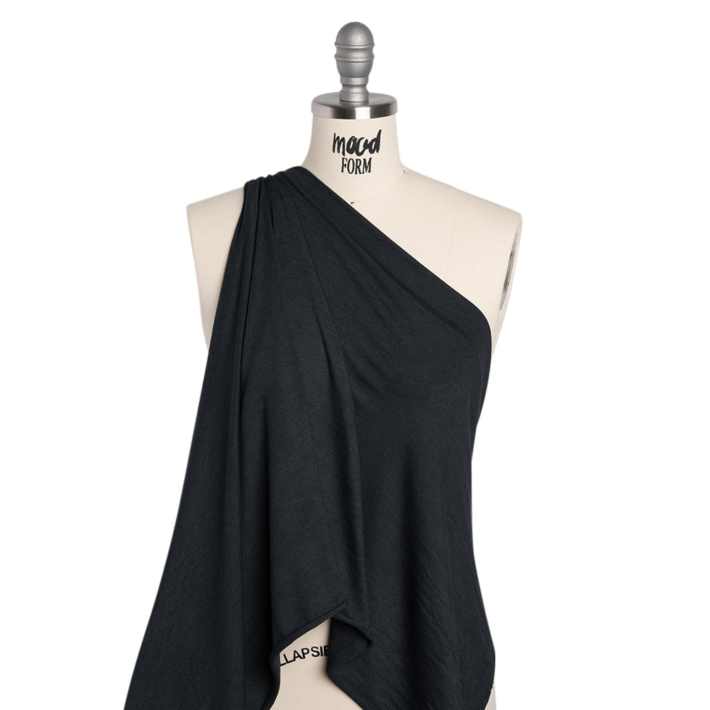 Stretch Rayon Jersey - Heathered Navy - Deadstock