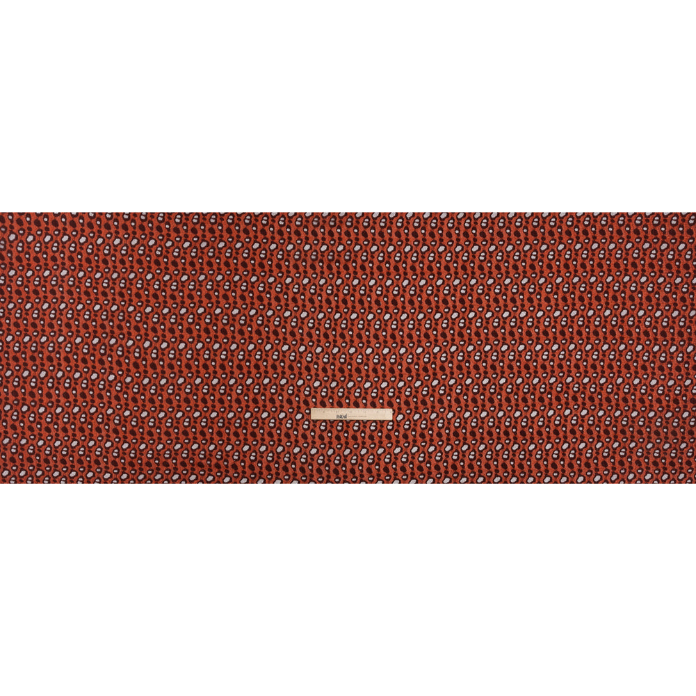 Two-Tone Polyester Lace - Burnt Orange and Maroon Animal Spots - Deadstock