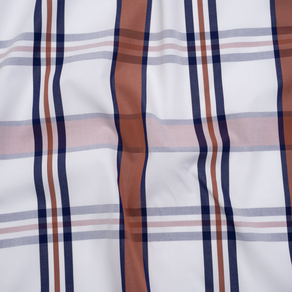 Cotton Shirting - Red, White and Navy Plaid - Designer Deadstock