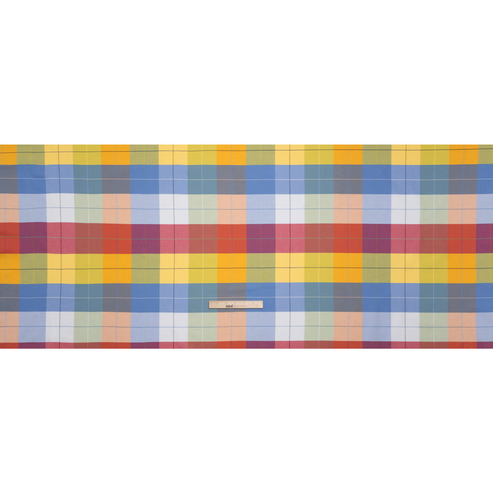 Cotton Oxford Shirting - Rainbow Plaid Checks - Deadstock