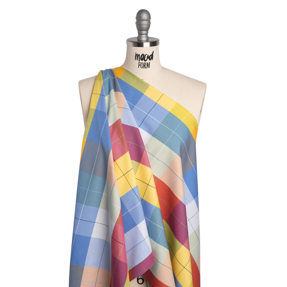 Cotton Oxford Shirting - Rainbow Plaid Checks - Deadstock