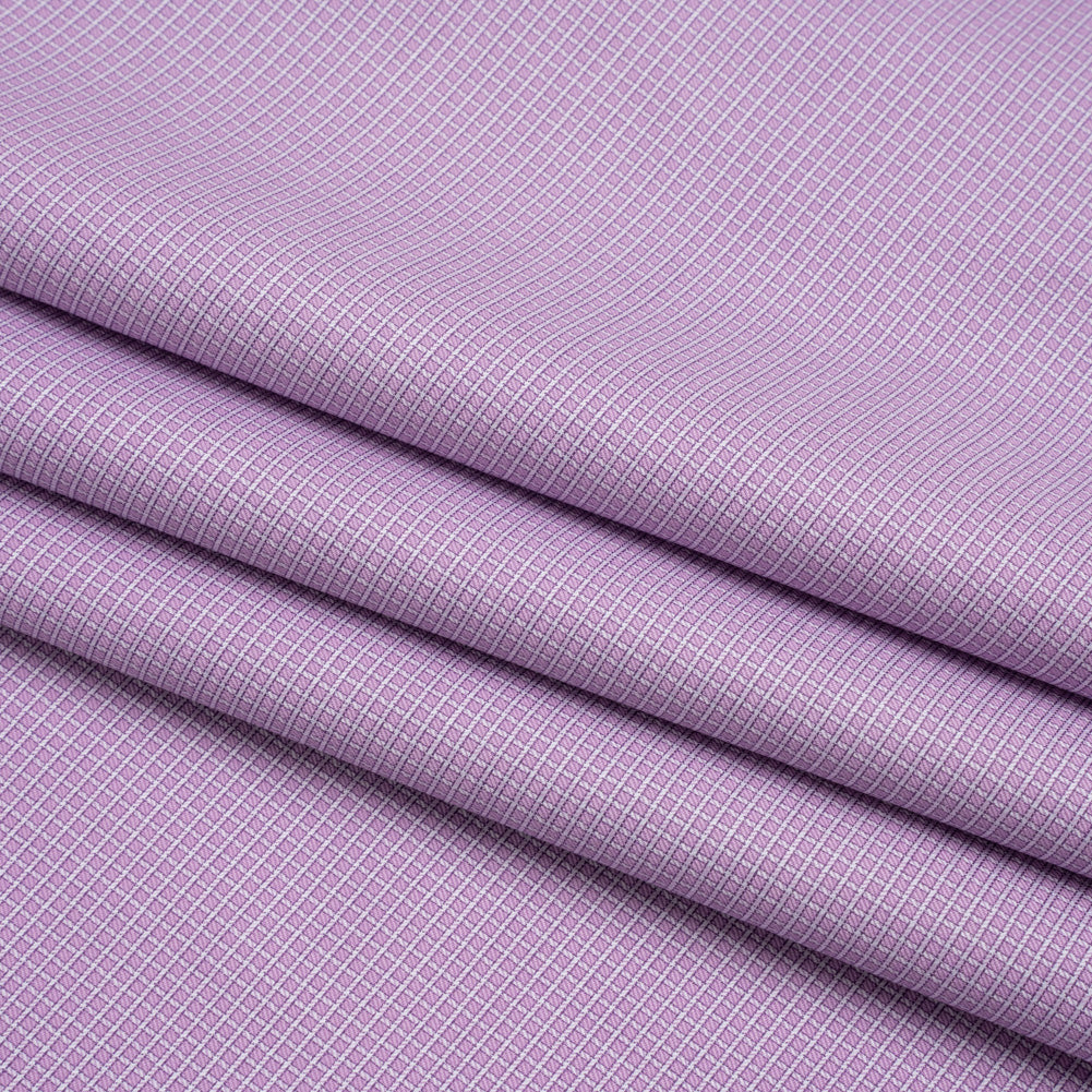 Cotton Twill Shirting - Lavender and White Little Checks - Deadstock