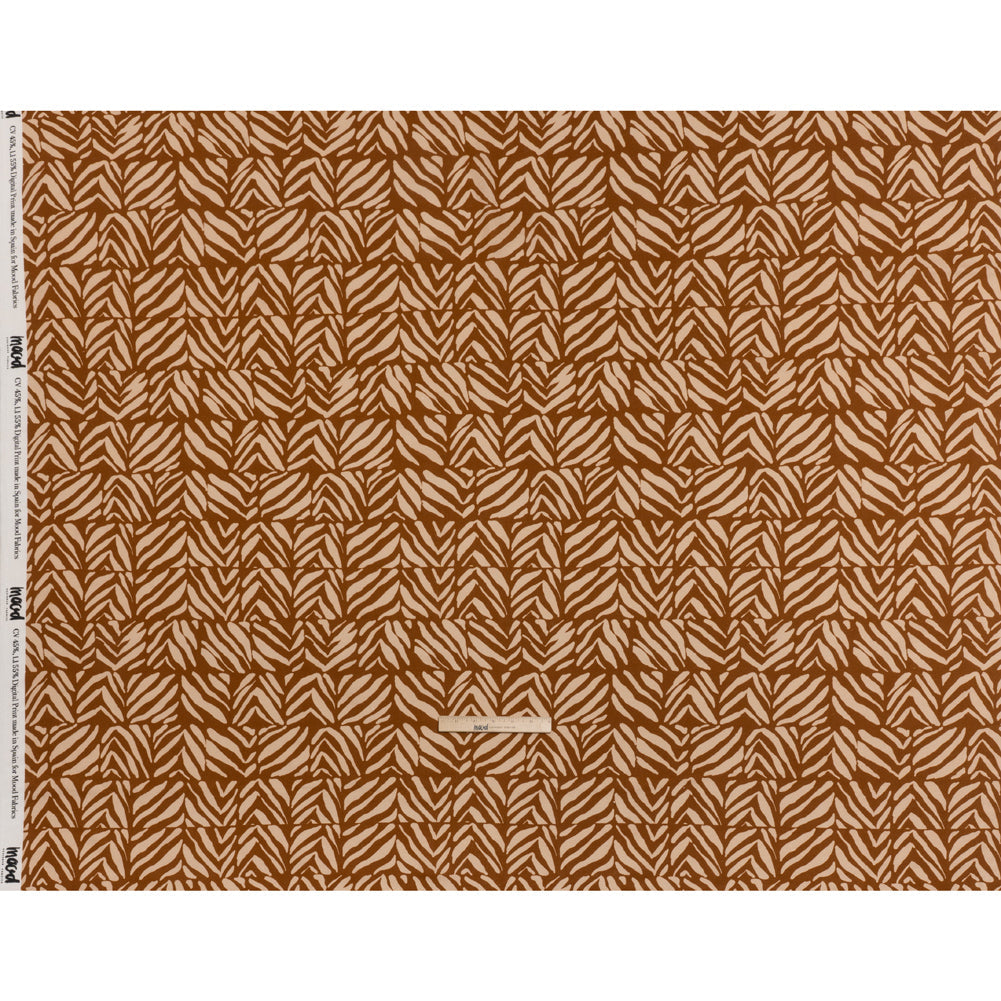Linen and Rayon Woven - Brown and Beige Animal Stripe Blocks - Mood Exclusive Natural Notions Print