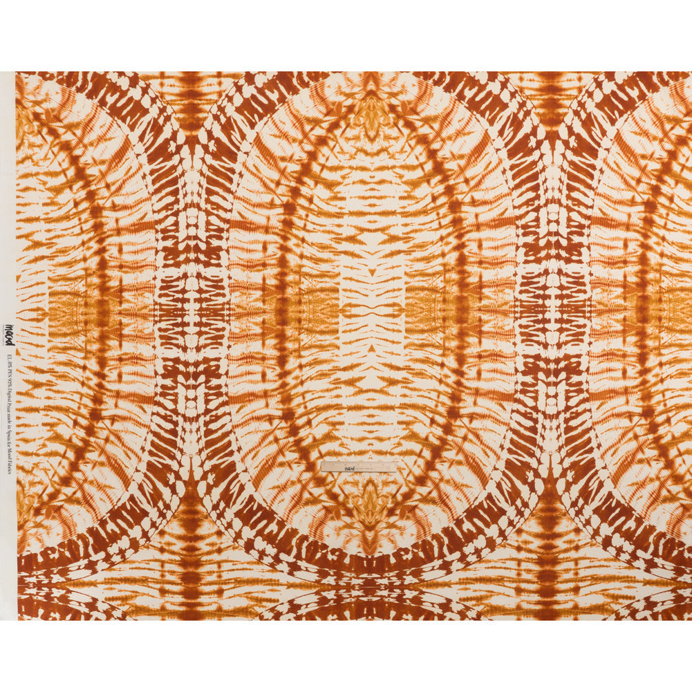 Peached Polyester Twill Panel - Burnt Orange and Cream Tie Dye Ovals - Mood Exclusive Golden Hour Groove Print