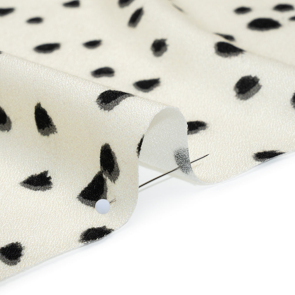 Viscose Crepe - Cream and Black Shadowed Spots - Mood Exclusive Peppered Paws Print