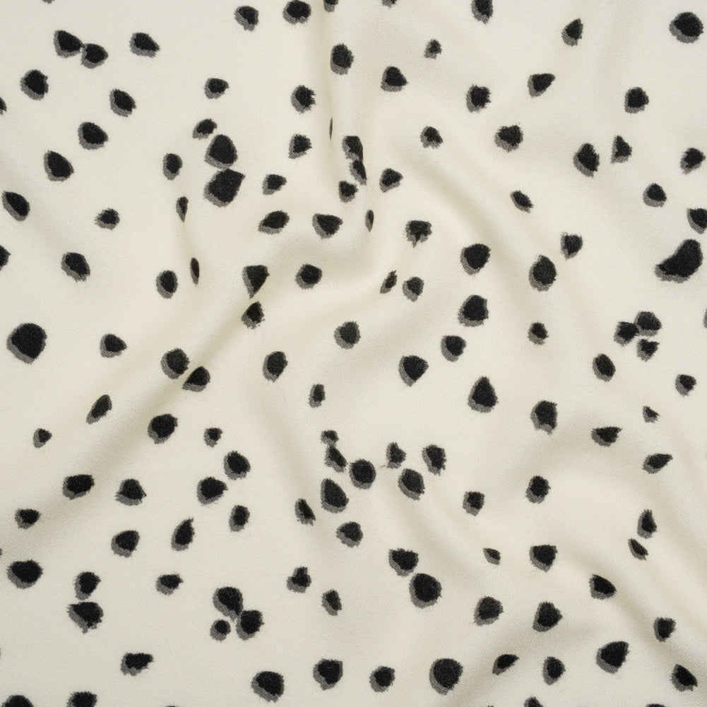 Viscose Crepe - Cream and Black Shadowed Spots - Mood Exclusive Peppered Paws Print