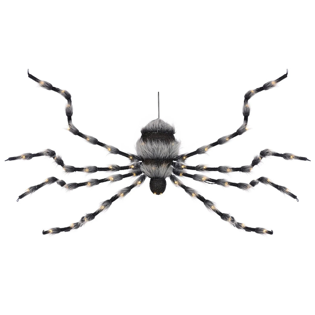 Oversized Pre Lit Furry Black Spider Halloween Decoration