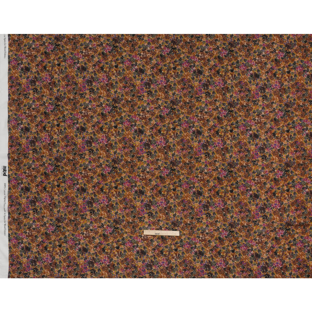 Cotton Crepe - Brown, Purple and Yellow Little Flowers - Mood Exclusive Crocus Confetti Print