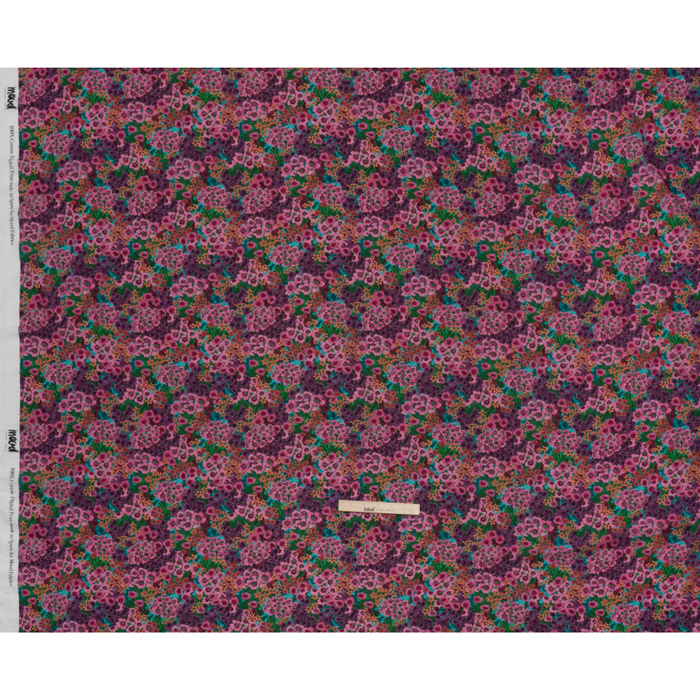Cotton Crepe - Pink, Purple and Green Popping Flowers - Mood Exclusive Poppy Parade Print