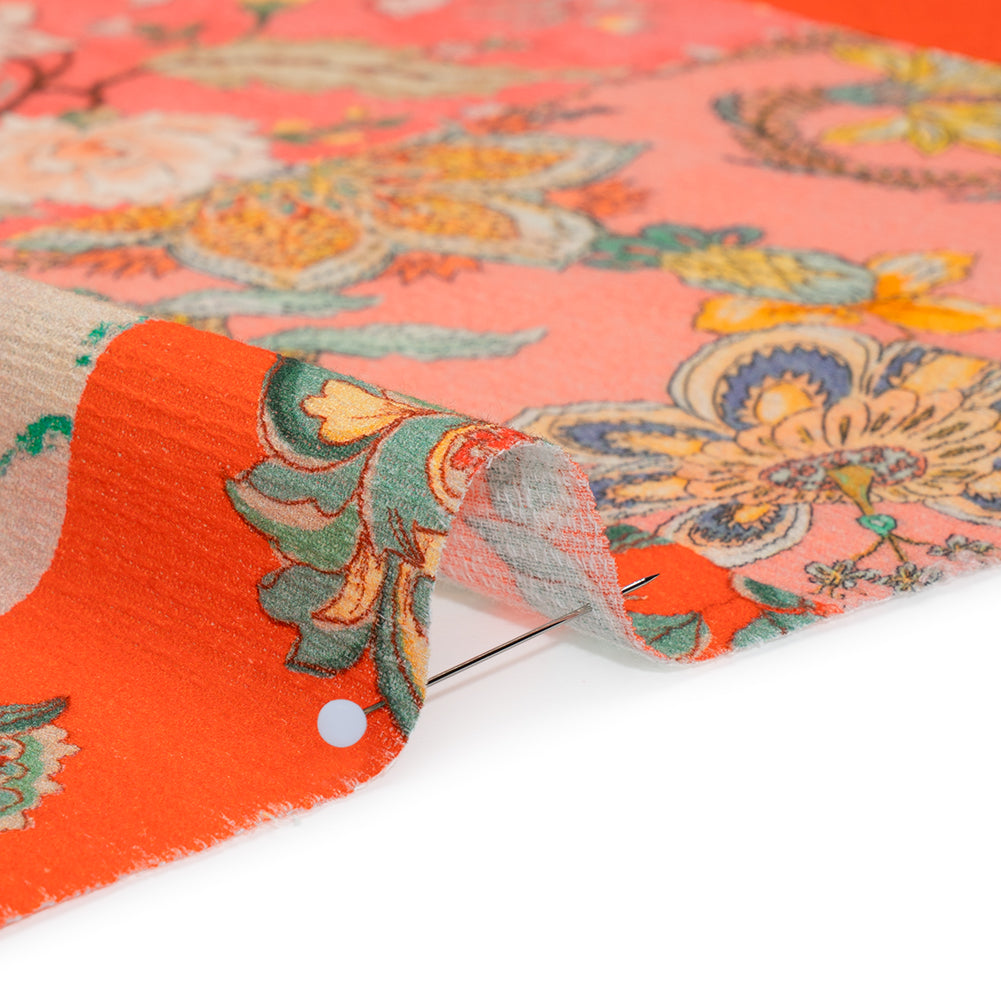 Slubbed Gauzy Cotton Woven - Orange, Pink and Yellow Paisley and Floral Patchwork - Mood Exclusive Petal Patchwork Print