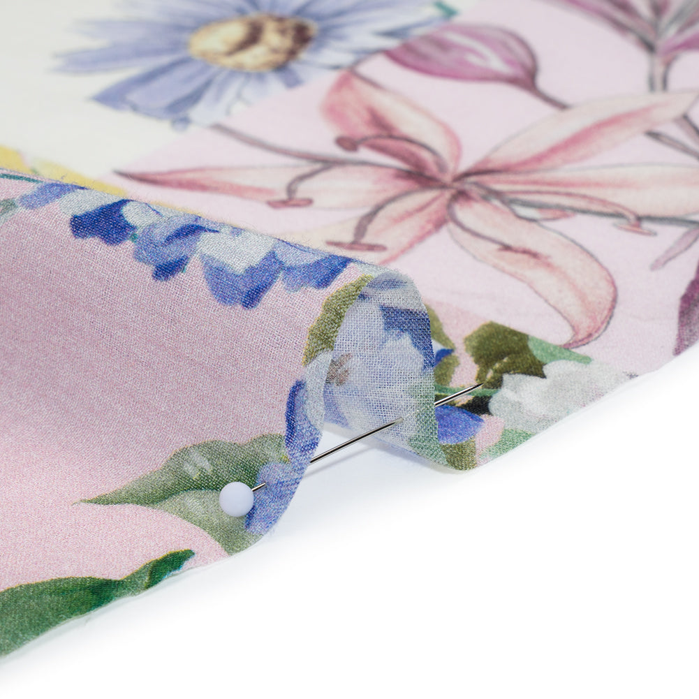 Crinkled Cotton Gauzy Woven - Mauve, Lilac and Muted Green Floral Patchwork - Mood Exclusive Whispering Wind Print