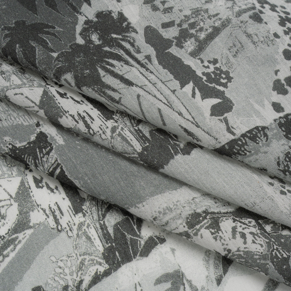 Crinkled Cotton Gauzy Woven - Grayscale Vacation Photos Patchwork - Mood Exclusive Memory Montage Print