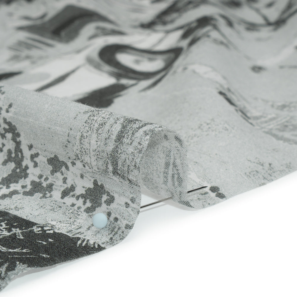 Crinkled Cotton Gauzy Woven - Grayscale Vacation Photos Patchwork - Mood Exclusive Memory Montage Print