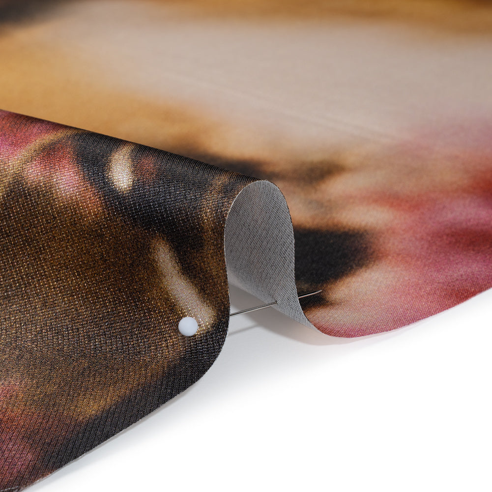 Polyester Mikado - Pink, Black and Golden Brown Hazy Carnations - Mood Exclusive Carnation Close-Up Print