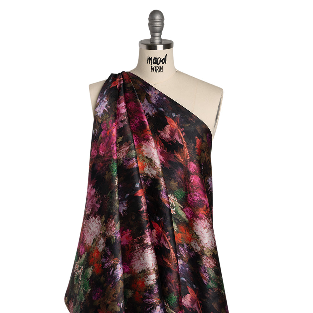 Polyester Mikado - Pink, Red and Green Melting Flowers - Mood Exclusive Alice’s Adventure Print