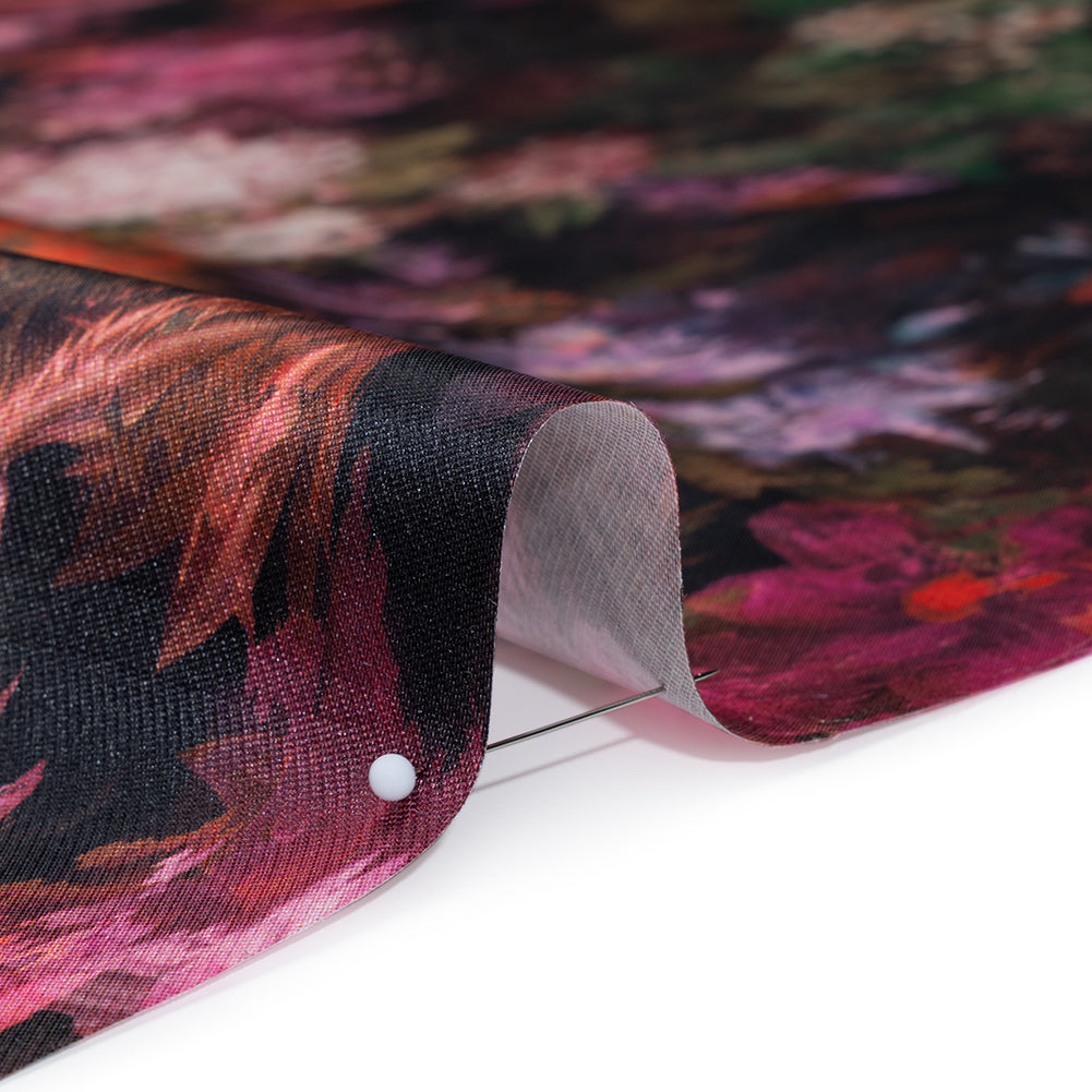 Polyester Mikado - Pink, Red and Green Melting Flowers - Mood Exclusive Alice’s Adventure Print