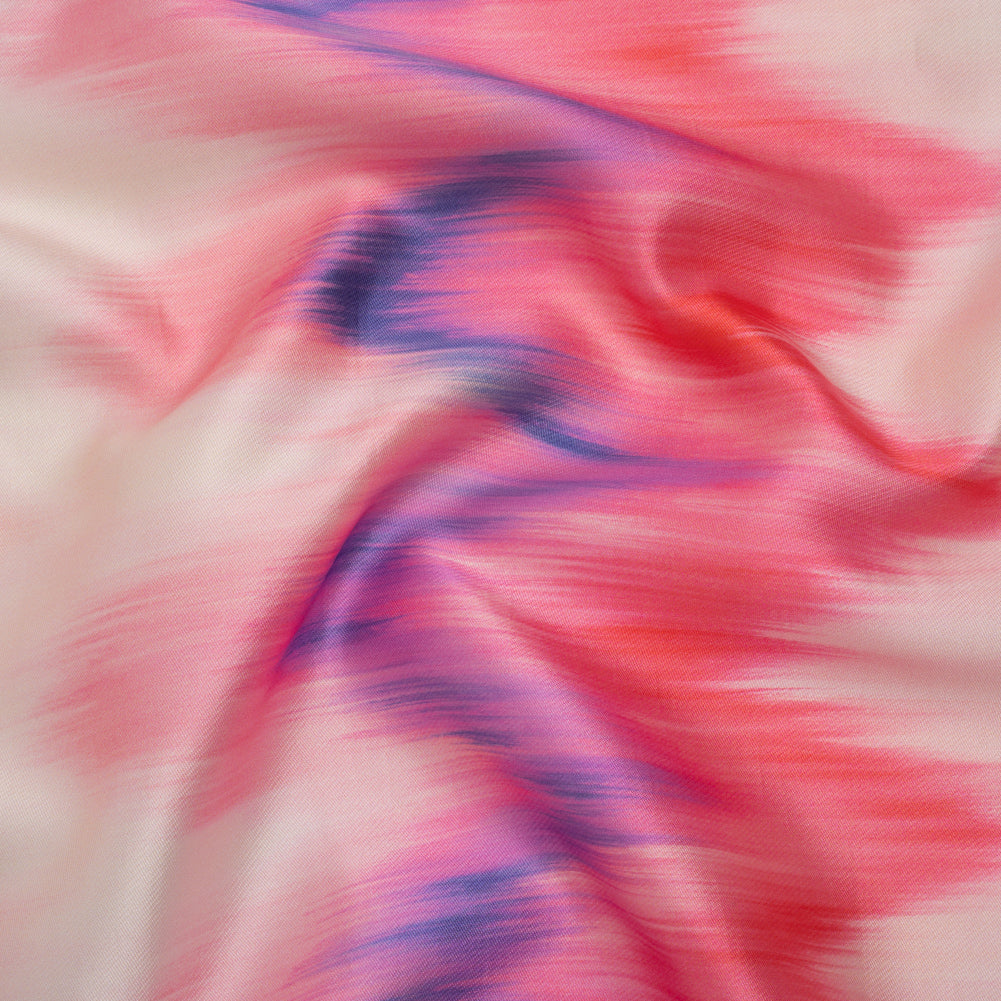 Polyester Mikado - Pink, Purple and Peach Ikat Zig Zag Stripes - Mood Exclusive High Horizons Print