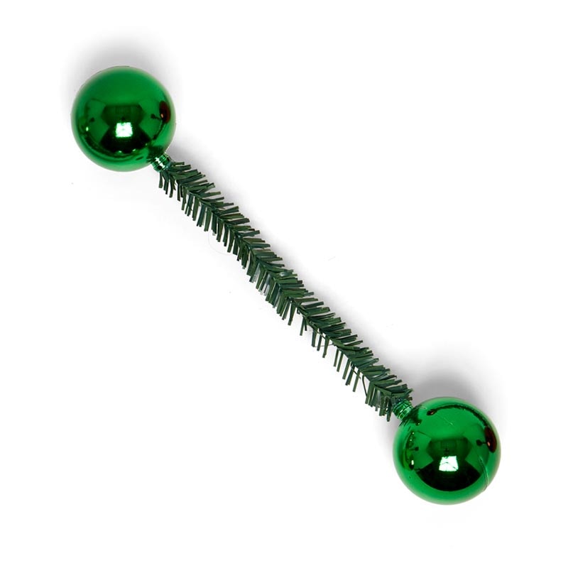 Tinsel Ties with Bulb Ornaments - 12 Pack 6 '' X Green Bulb Color 12 EACH / PACKAGE