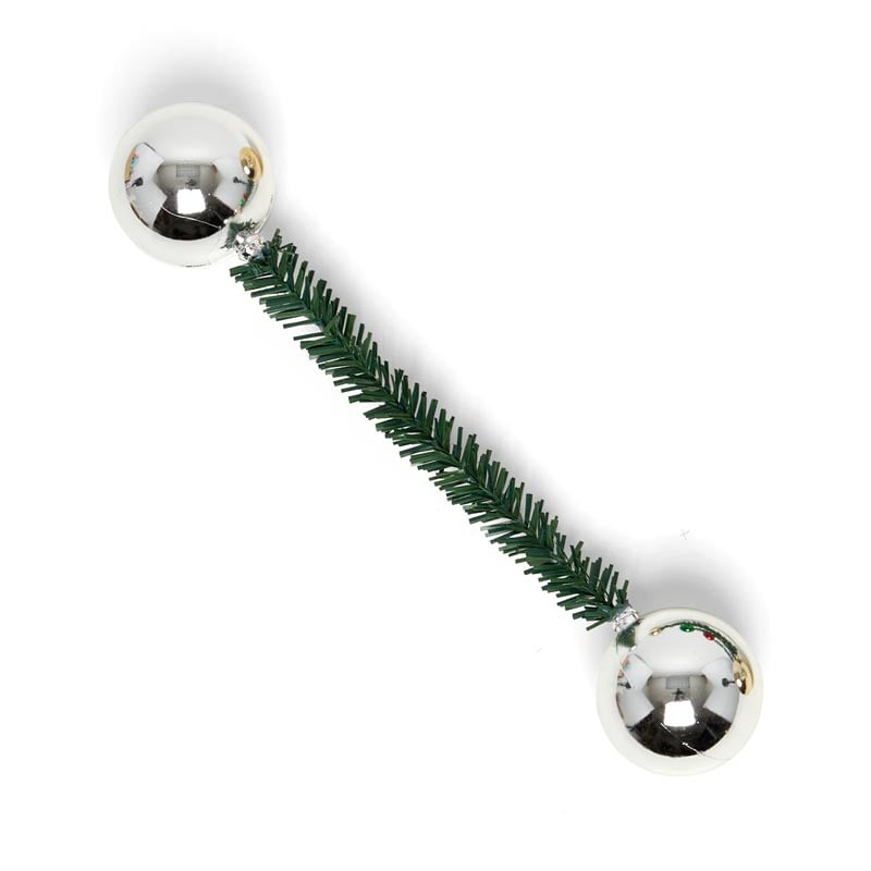 Tinsel Ties with Bulb Ornaments - 12 Pack 6 '' X Silver Bulb Color 12 EACH / PACKAGE