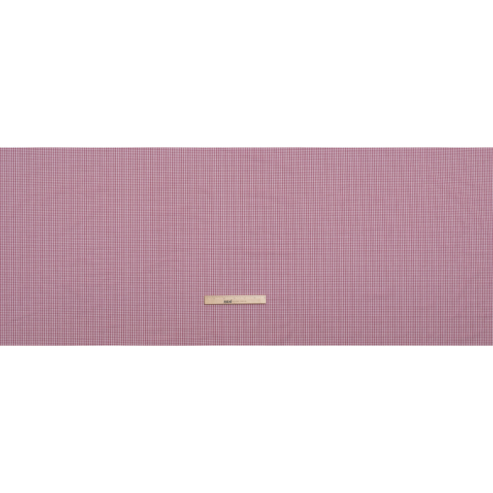 Cotton Shirting - Mulberry Pink and White Gingham Check - Deadstock