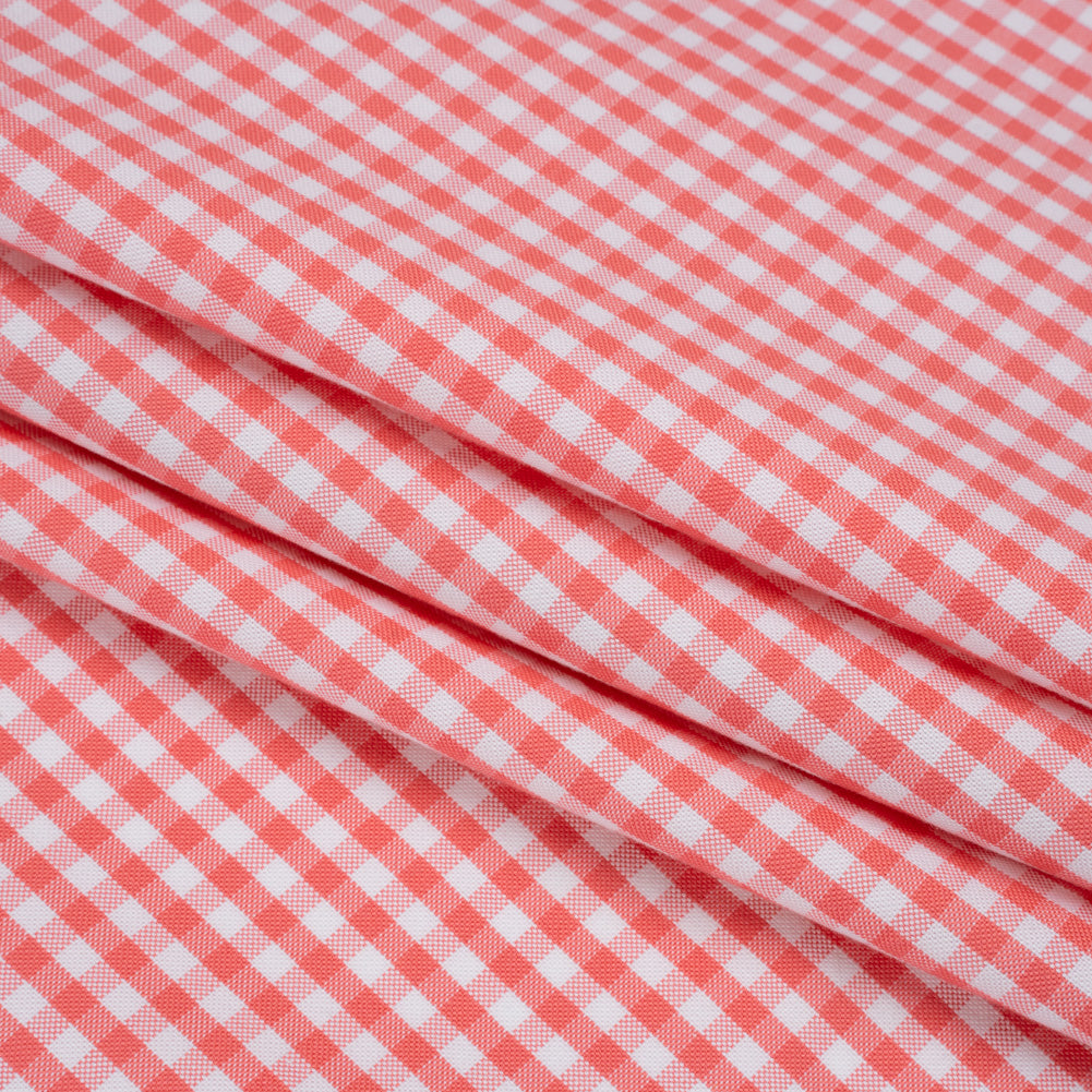 Cotton Oxford Shirting - Bubblegum Pink and White Gingham Checks - Deadstock