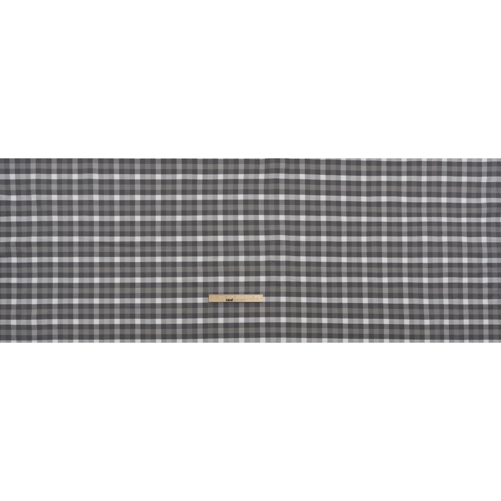 Cotton Oxford Shirting - Gray and White Checks - Deadstock