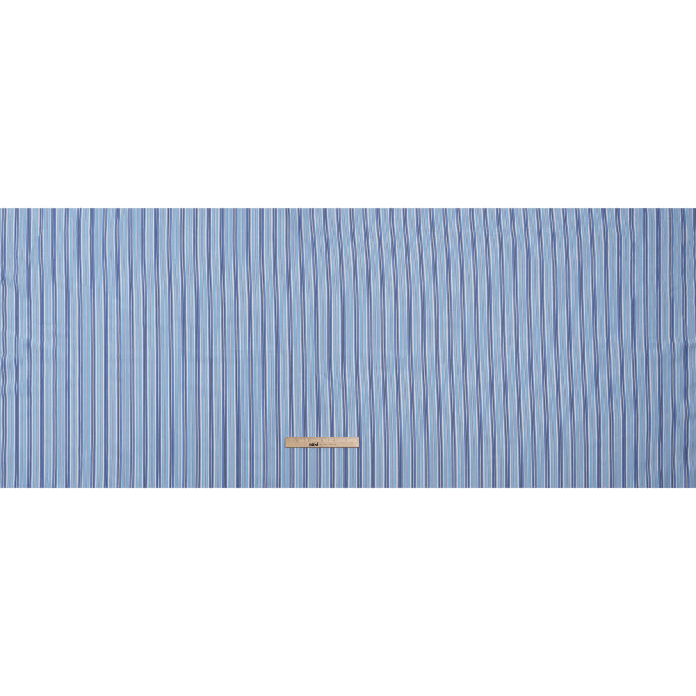Cotton Poplin - Blue, Sky and White Stripes - Deadstock