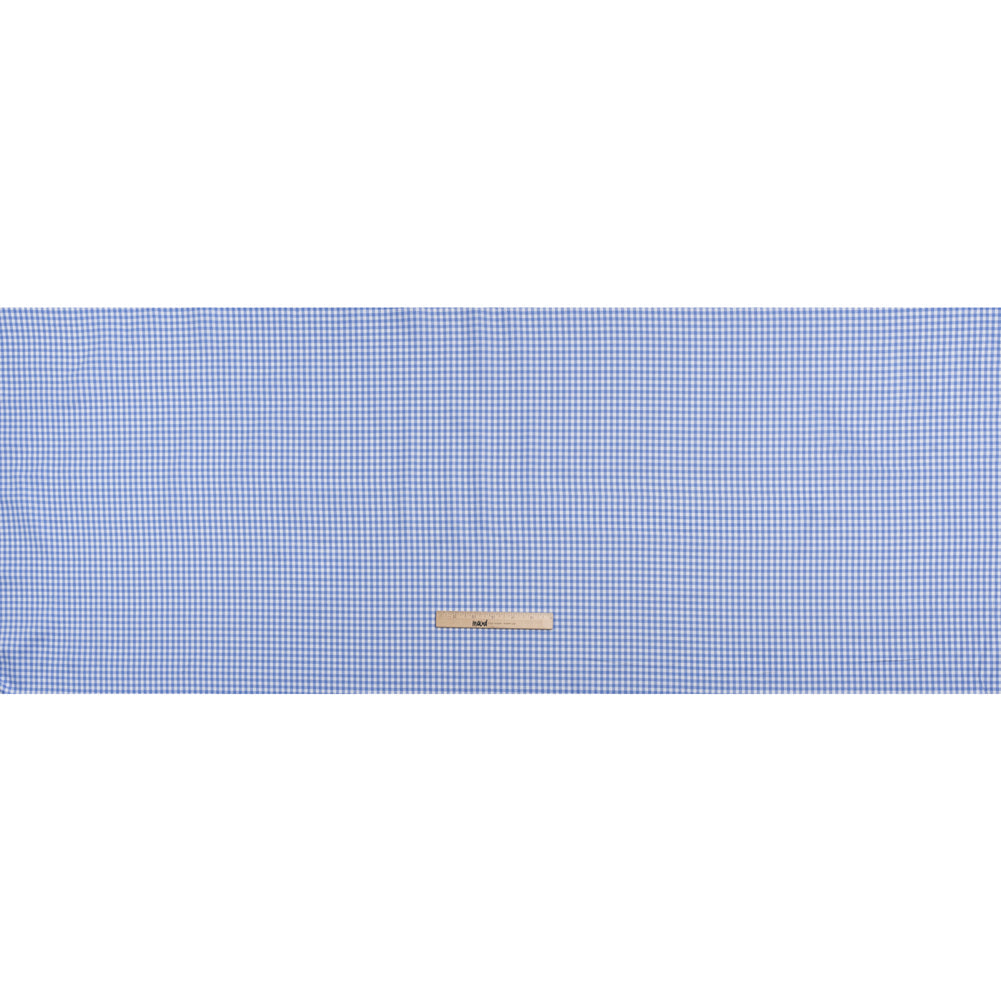 Cotton Twill Shirting - Country Blue and White Gingham Check - Deadstock