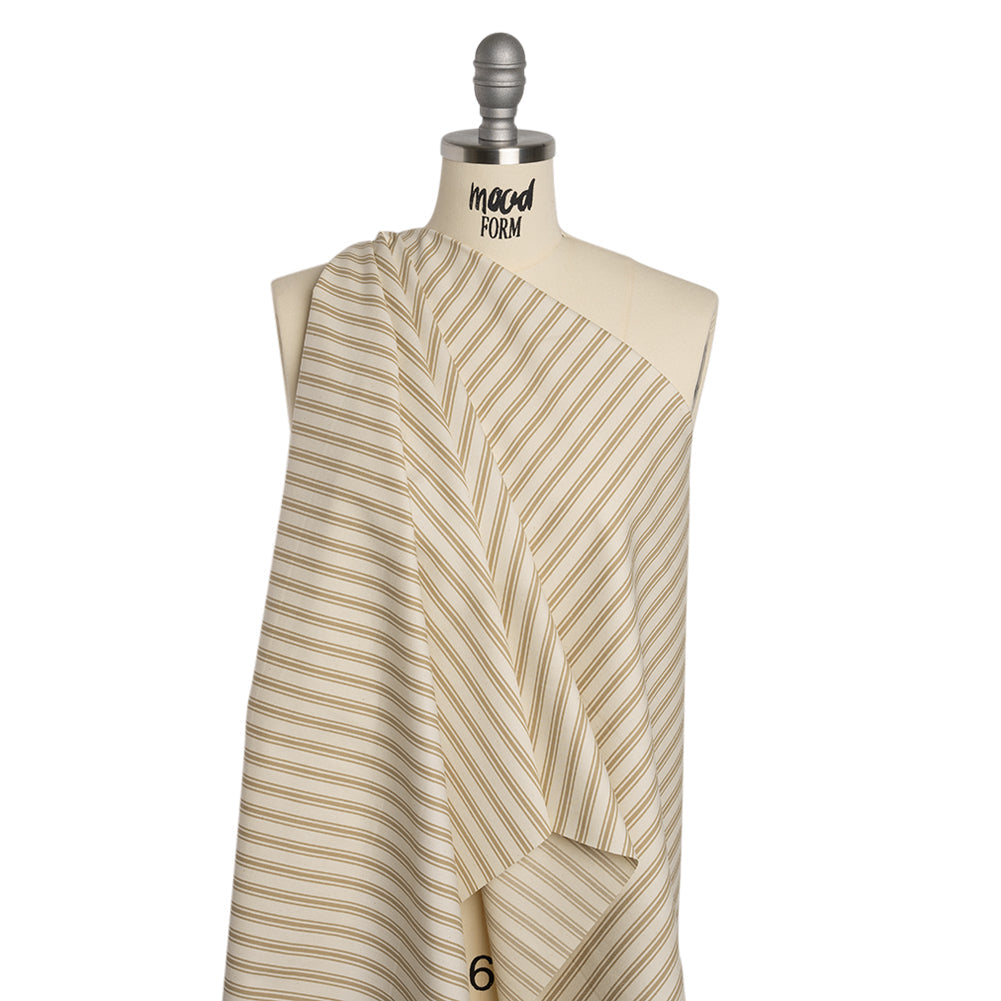 Cotton Twill - Beige and Ivory Ticking Stripes - Deadstock