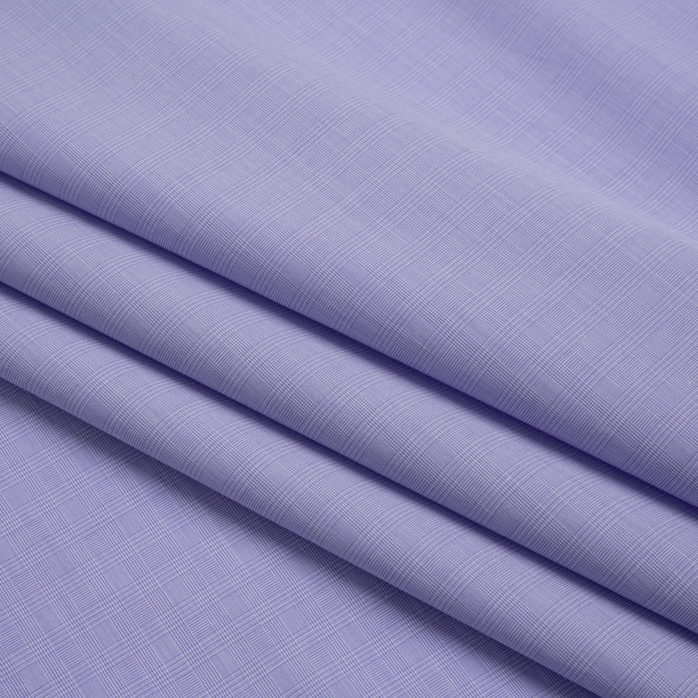 Cotton Shirting - Lilac and White Mini Glen Plaid Check - Deadstock