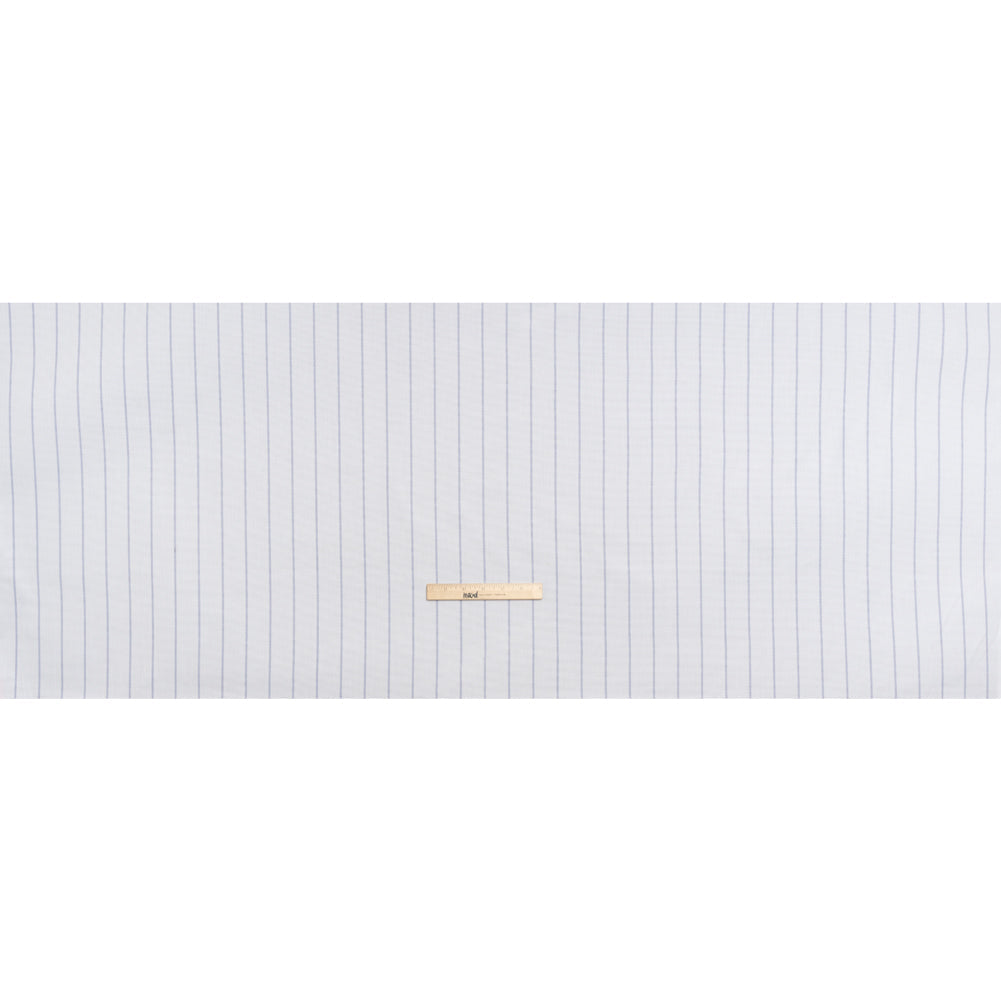 Cotton Birdseye Pique - White and Dark Blue Stripes - Deadstock