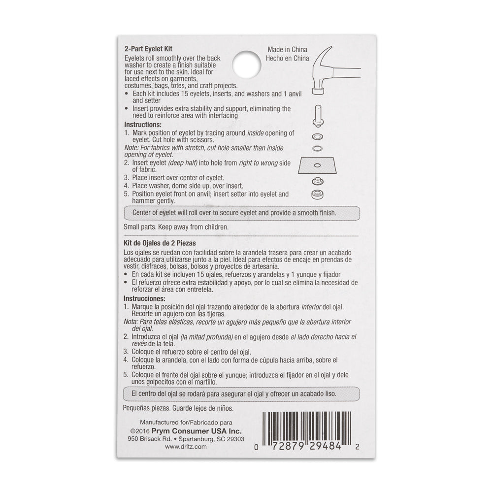 Dritz 2-Part Eyelet Kit - Gunmetal Size 0.25" Eyelets - 15 pc