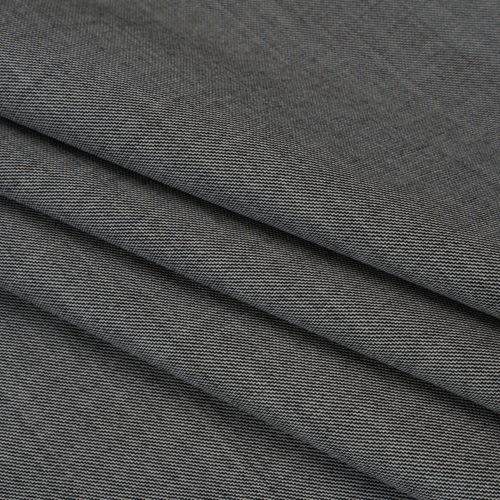 Wool Twill Suiting by Alexander McQueen - Black and White Heathered - Designer Deadstock