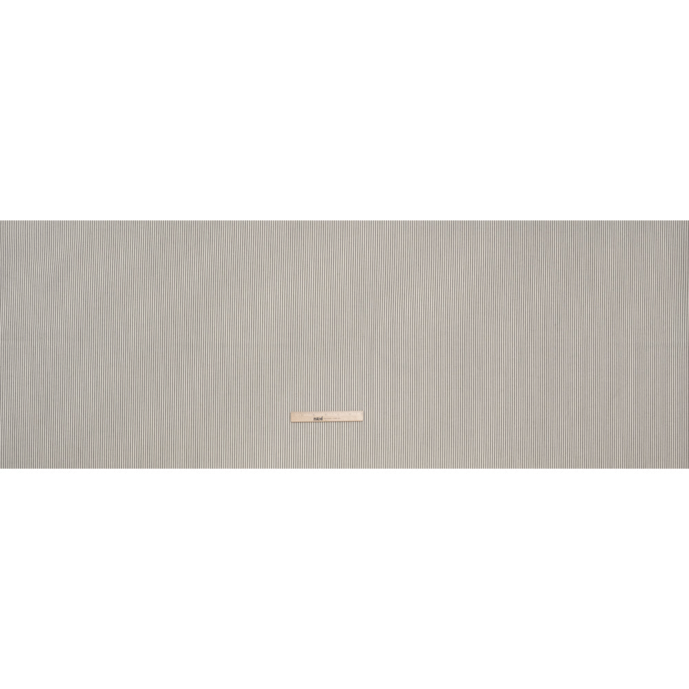 Wool Twill Suiting by Alexander McQueen - Cream and Black Chalk Stripes - Designer Deadstock