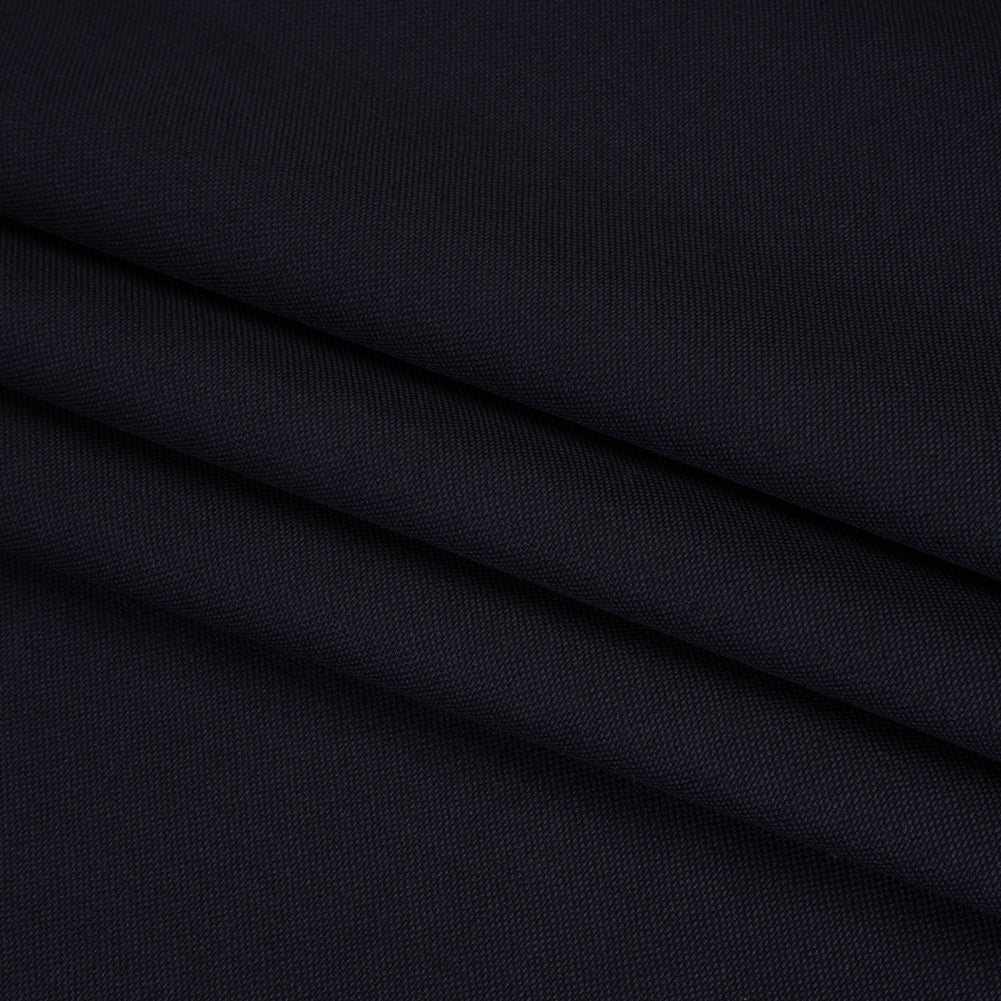 Wool Basketweave Suiting by Alexander McQueen - Dark Navy - Designer Deadstock