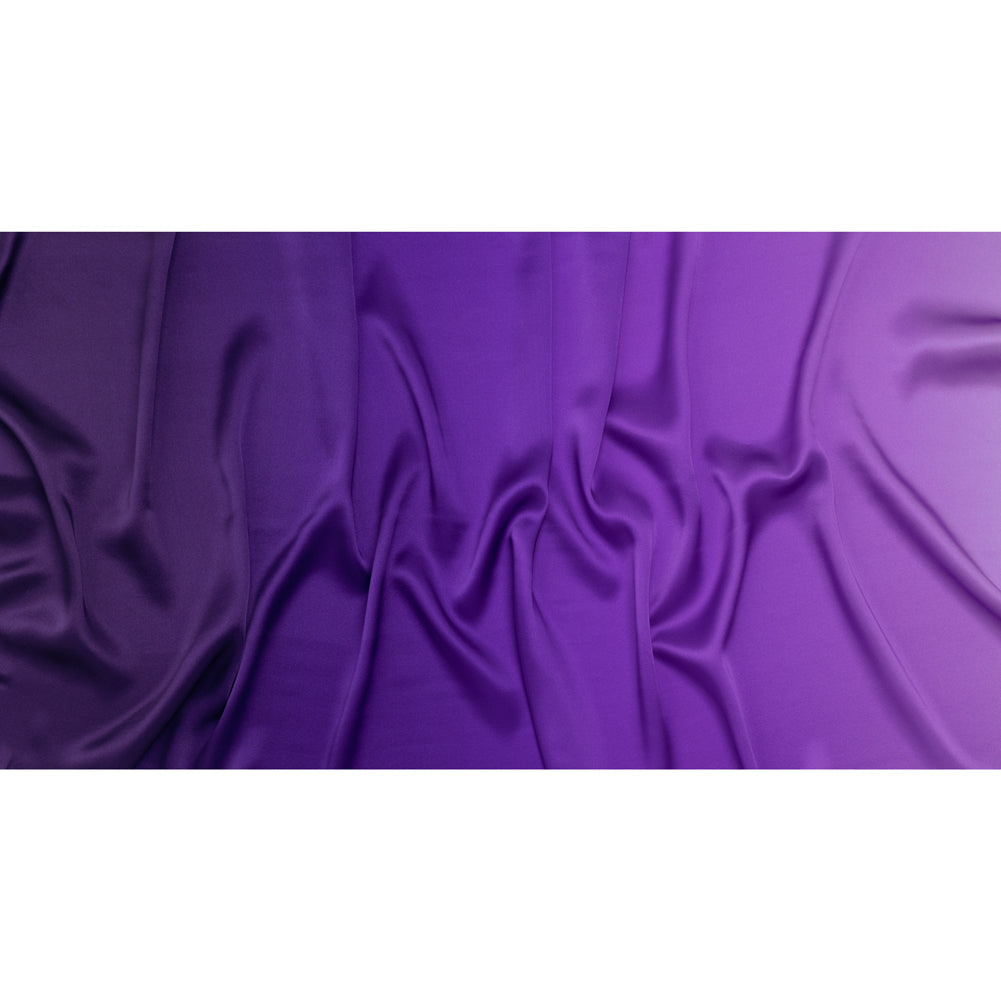 Silk Charmeuse Print 16MM, Made in Italy - Lavender, Grape and Dark Purple Ombre